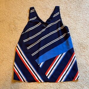 Willi Smith Navy and Red Striped Tank Top